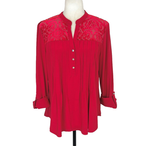 Cocomo red burnout velvet blouse